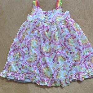 Kids Floral Rainbow Pride Sundress - Pink Yellow Green Cynthia Rowley Buttons